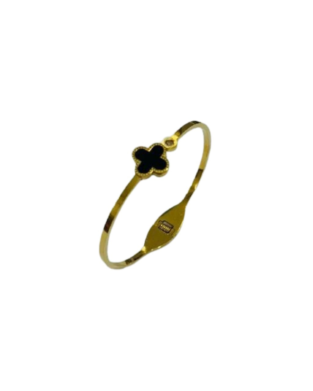 Clover Charm Gold Bracelet – Elegant Spring Lock Design