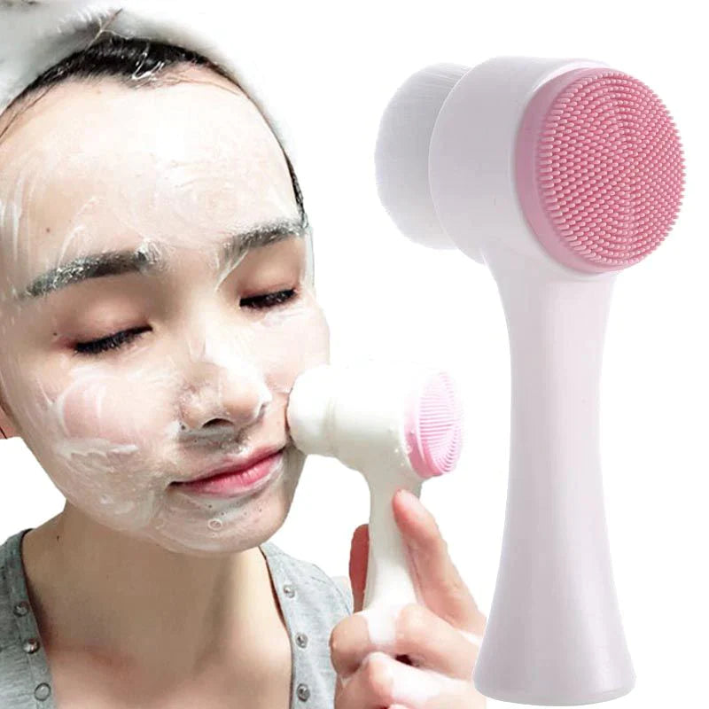 3D Double Side Silicone Facial Cleansing Brush