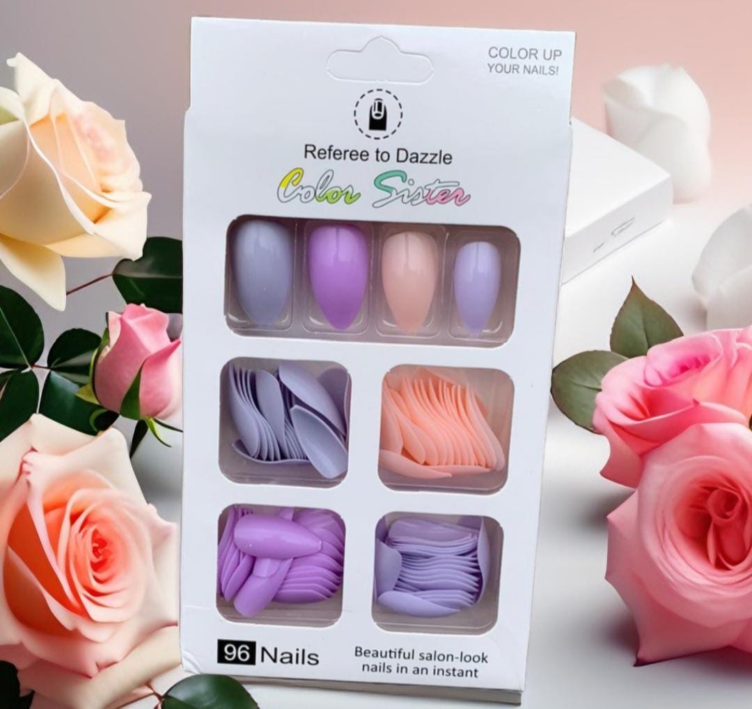 Artificial Nail Set – 96 Pcs with Nail Glue