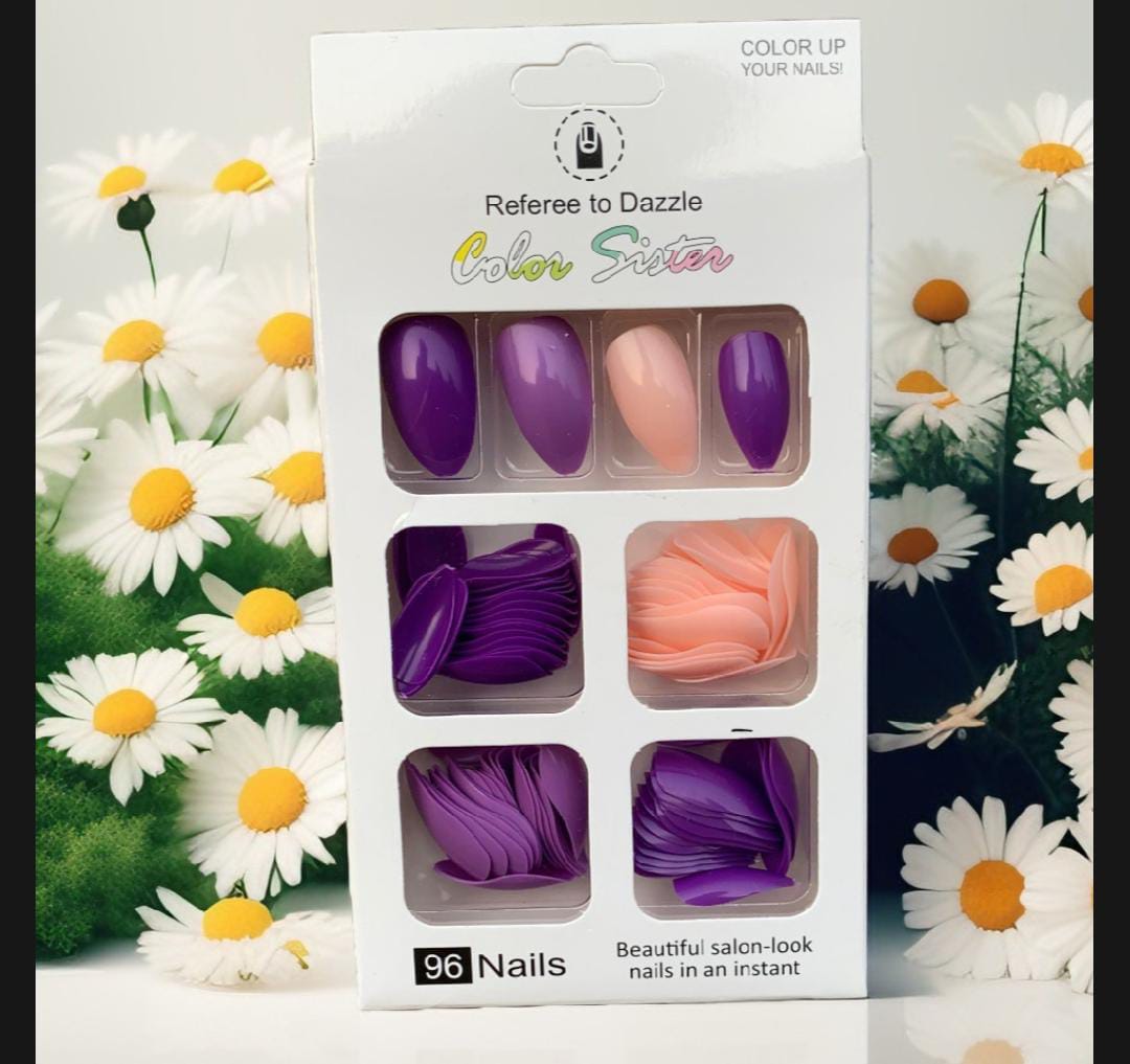 Artificial Nail Set – 96 Pcs with Nail Glue