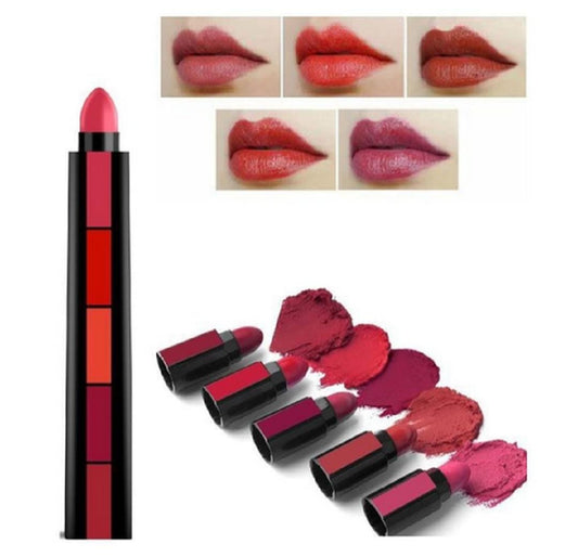 5 in 1 Lipstick – Multi-Shade Lip Color Stick