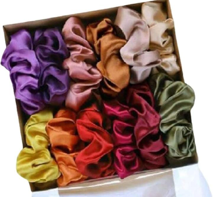 12-Piece Satin Scrunchie Set – Assorted Elegant Colors