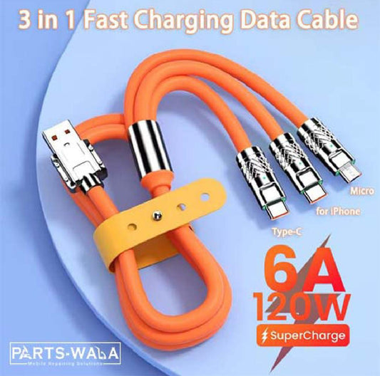 3-in-1 Charging Cable – Type-C, iPhone, Micro USB Support