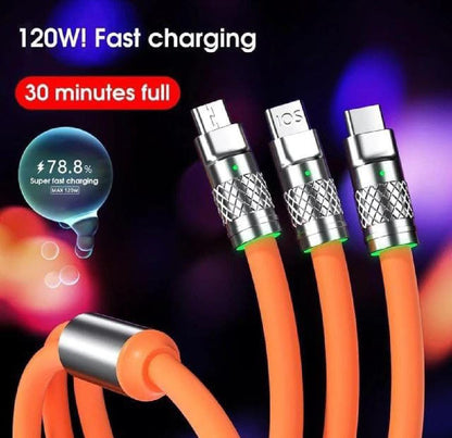 3-in-1 Charging Cable – Type-C, iPhone, Micro USB Support