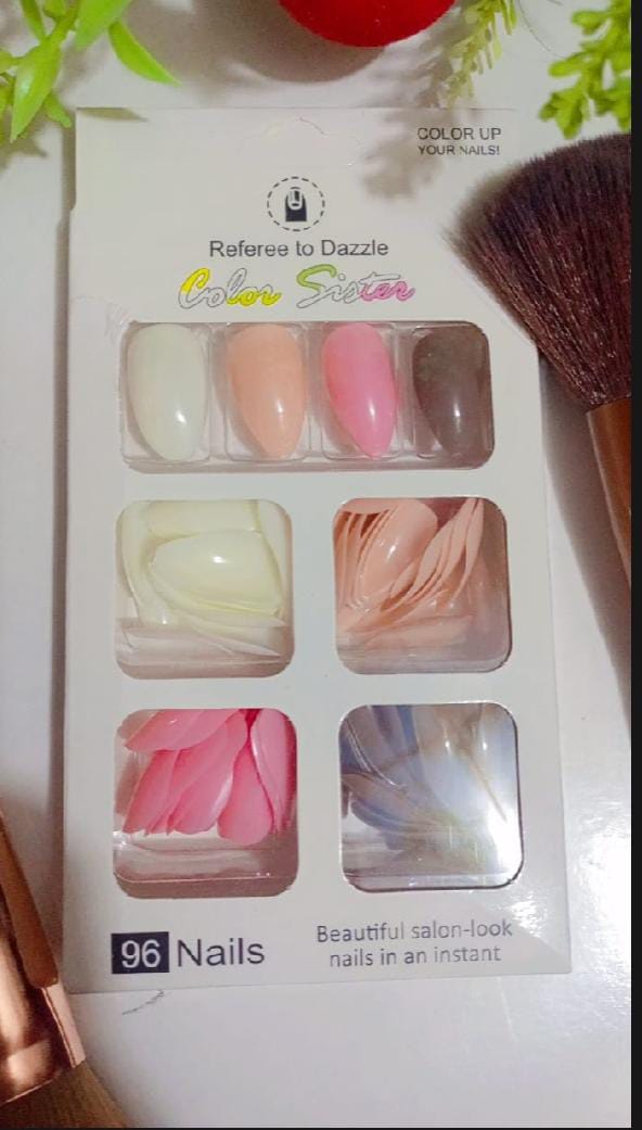 Artificial Nail Set – 96 Pcs with Nail Glue