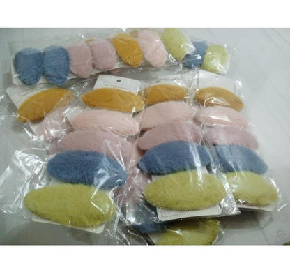Furry Pastel Hair Clips – Set of 10